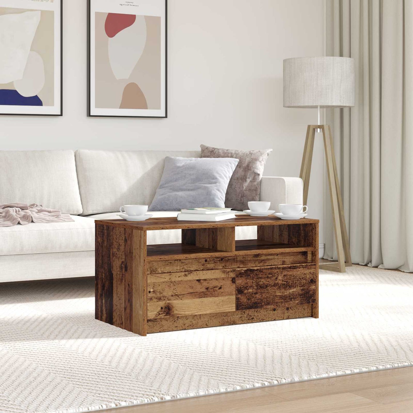 Coffee Table Old Wood 90 x 50 x 45 cm Engineered Wood