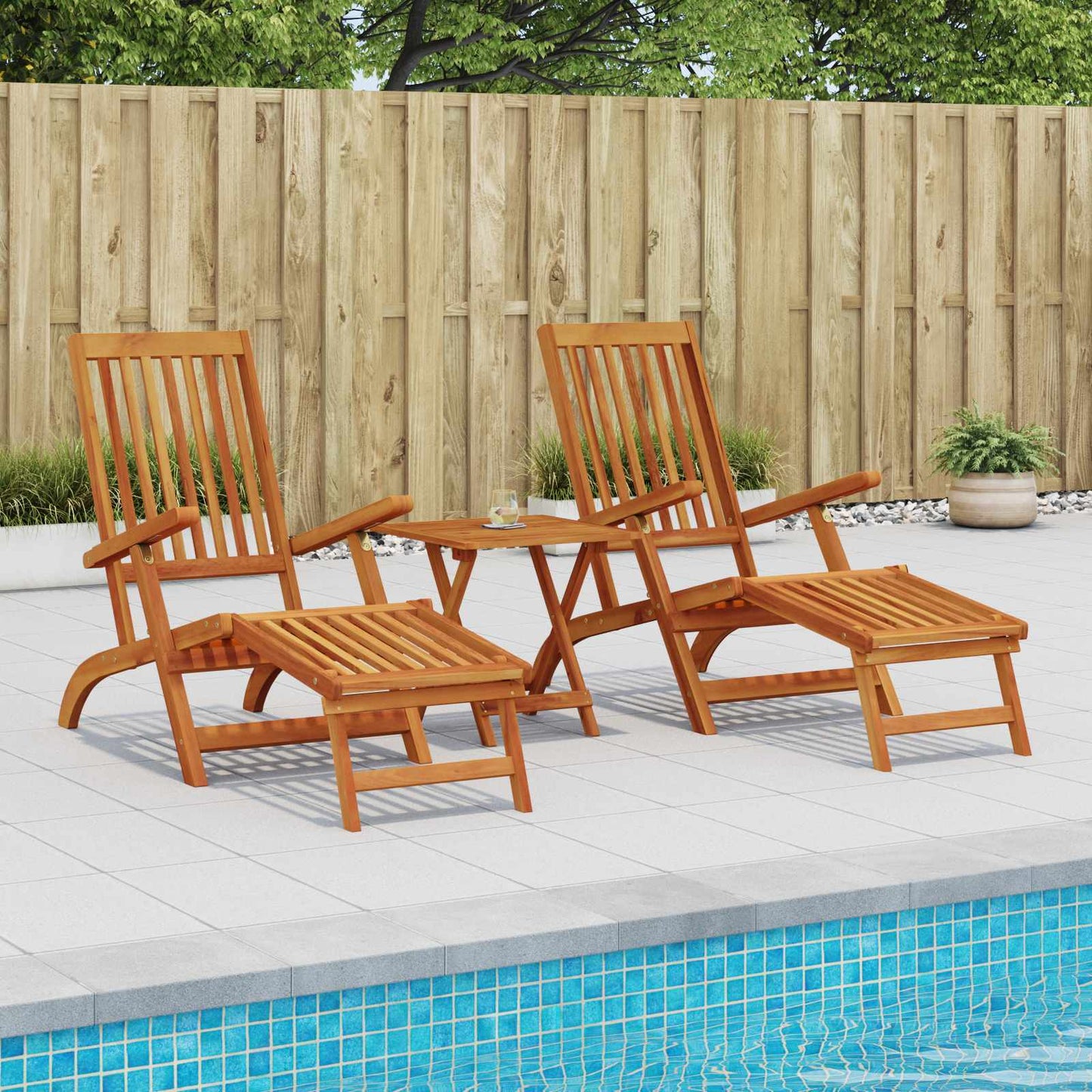Reclining and Folding Sunlounger Folding 2 pcs Natural