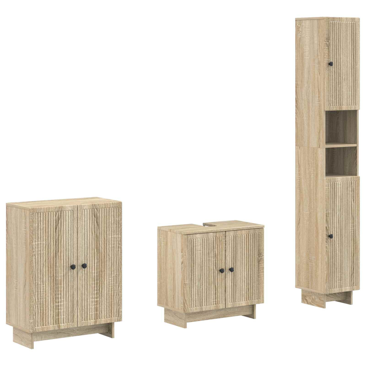 3 Piece Bathroom Cabinet Set EDE Sonoma Oak Engineered Wood