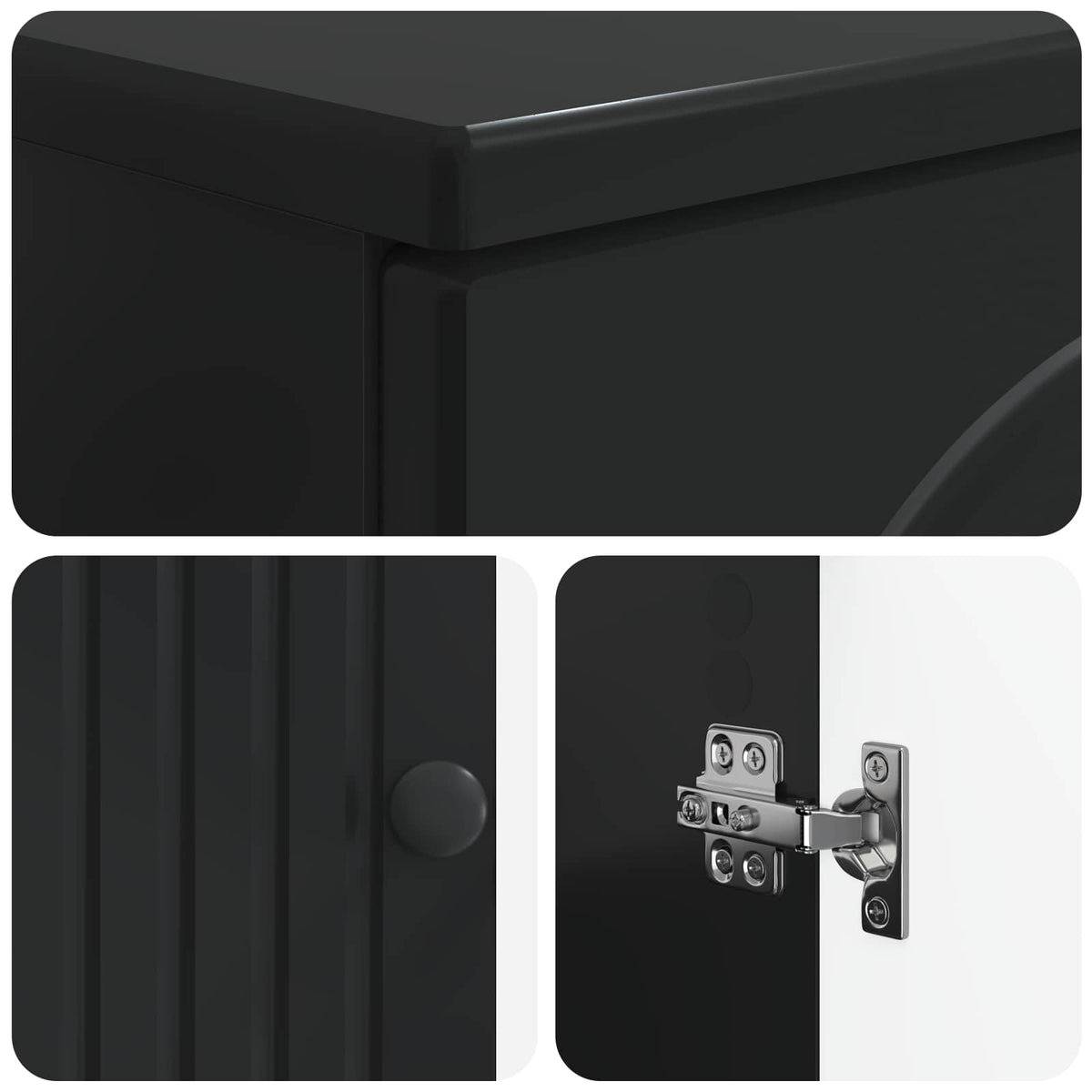 3 Piece Bathroom Cabinet Set ALKMAAR Black Engineered Wood