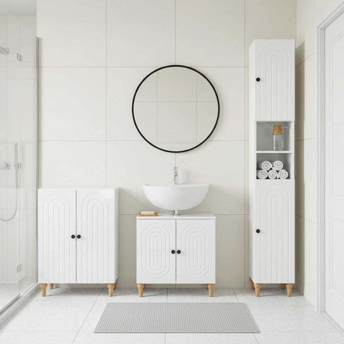 3 Piece Bathroom Cabinet Set ALKMAAR High Gloss White