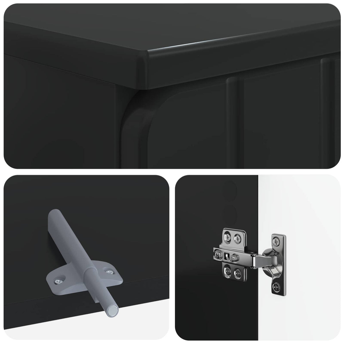 3 Piece Bathroom Cabinet Set ZWOLLE Black Engineered Wood