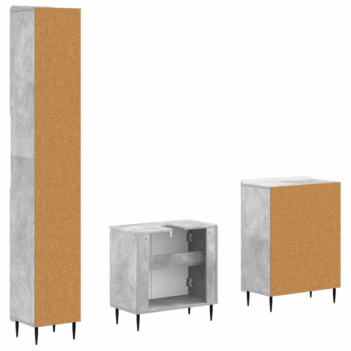 3 Piece Bathroom Cabinet Set ZWOLLE Concrete Grey