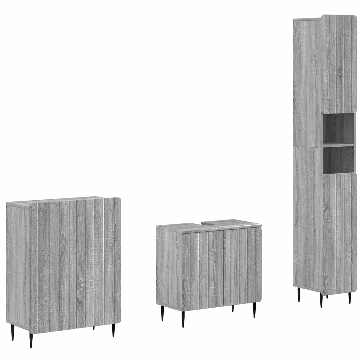 3 Piece Bathroom Cabinet Set ZWOLLE Grey Sonoma Engineered Wood