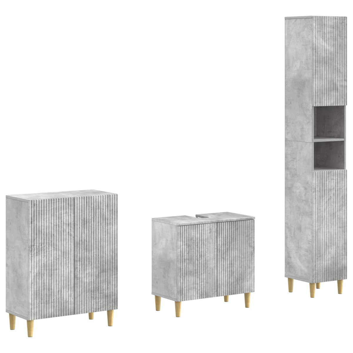 3 Piece Bathroom Cabinet Set ARNHEM Concrete Grey