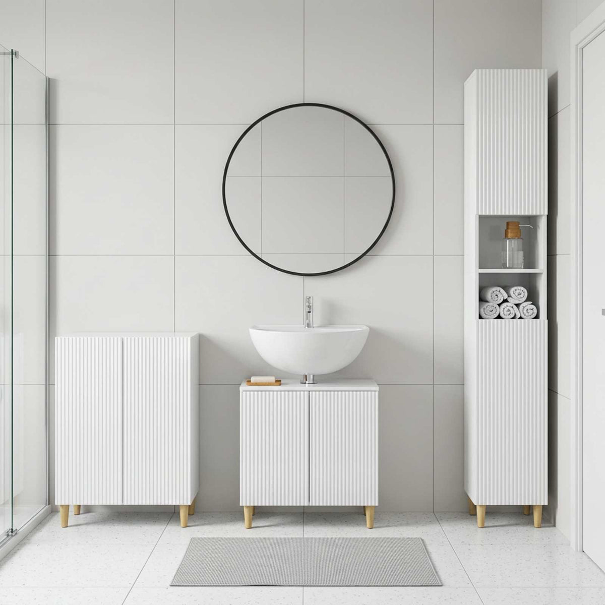 3 Piece Bathroom Cabinet Set ARNHEM High Gloss White