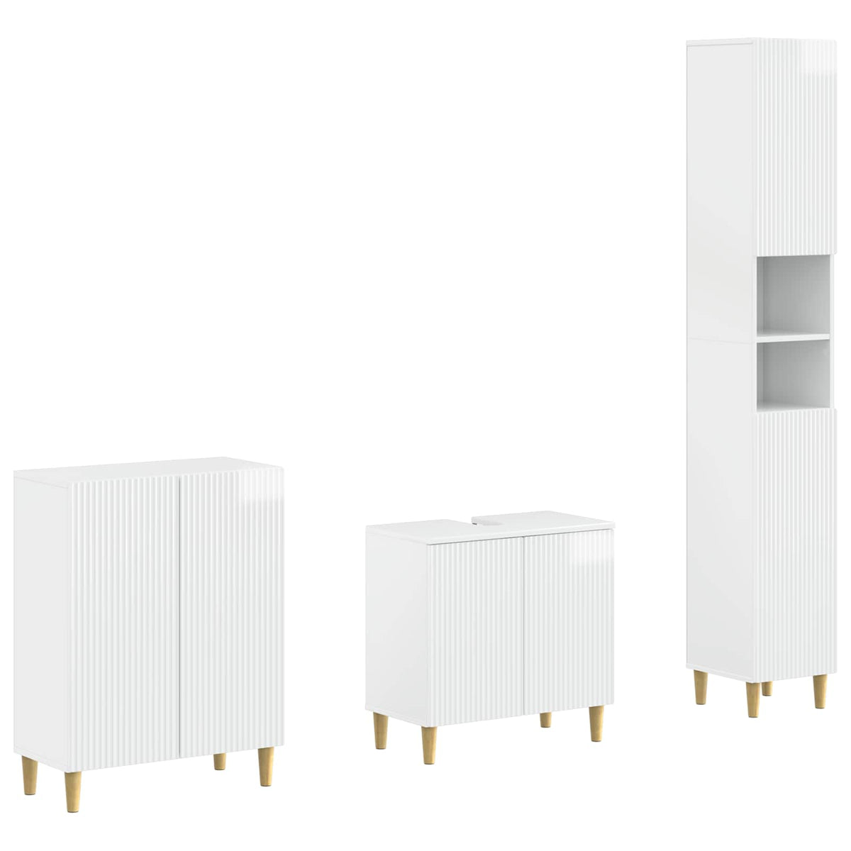 3 Piece Bathroom Cabinet Set ARNHEM High Gloss White