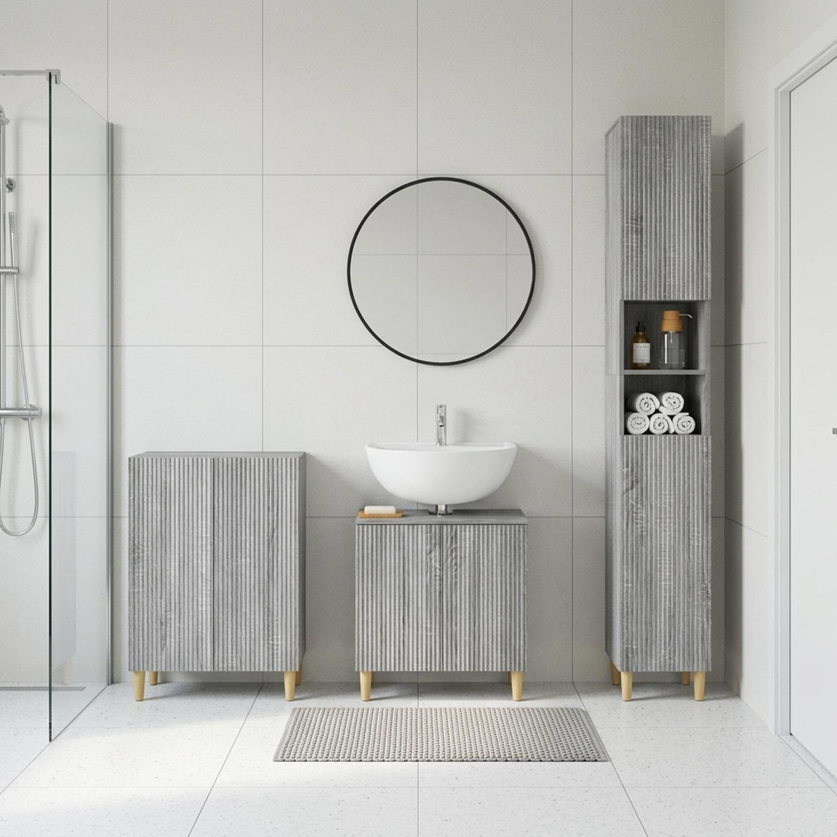 3 Piece Bathroom Cabinet Set ARNHEM Grey Sonoma Engineered Wood