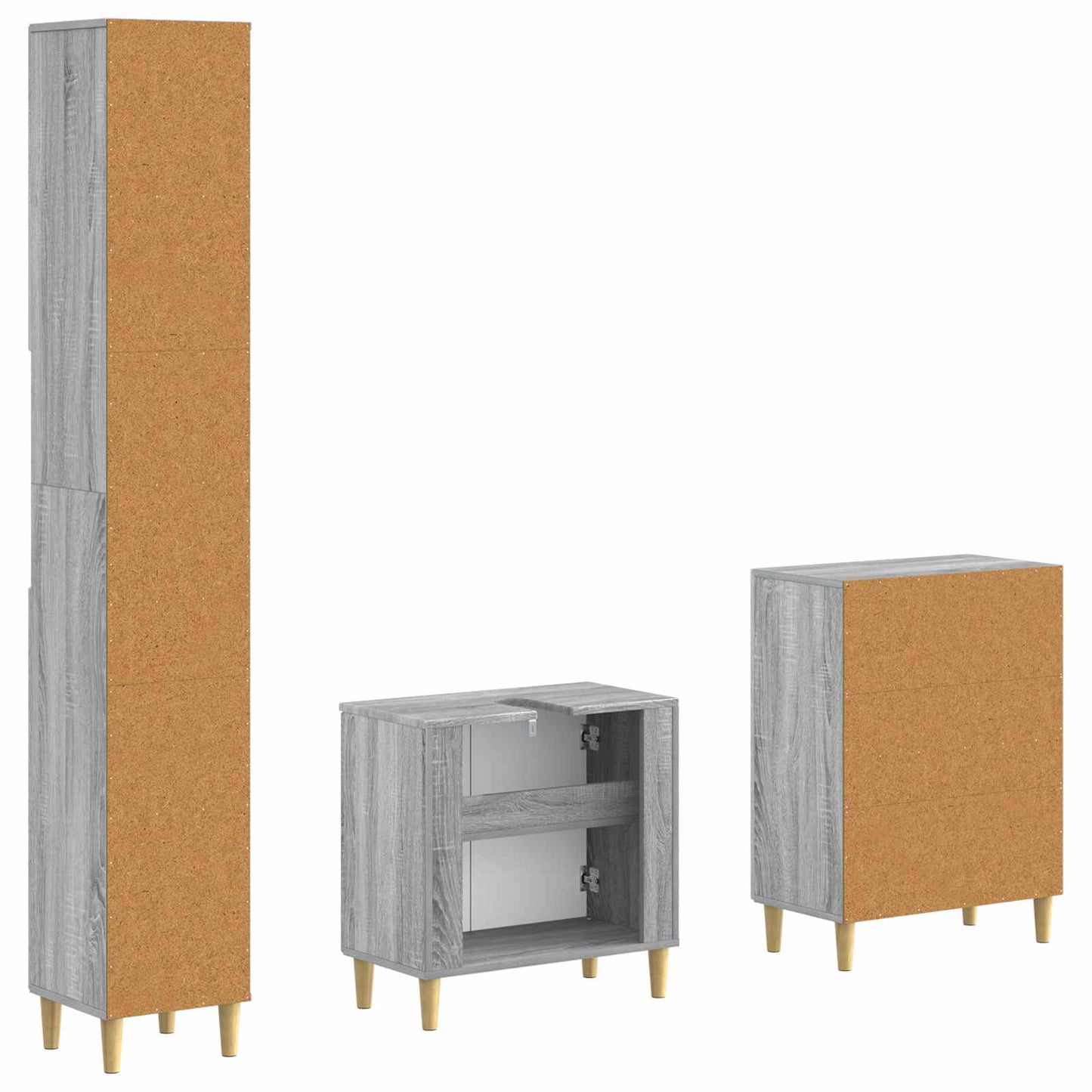 3 Piece Bathroom Cabinet Set ARNHEM Grey Sonoma Engineered Wood