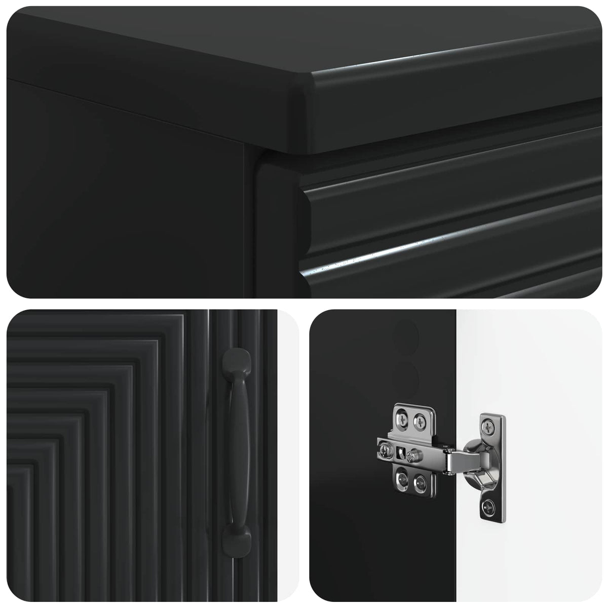 3 Piece Bathroom Cabinet Set HAARLEM Black Engineered Wood