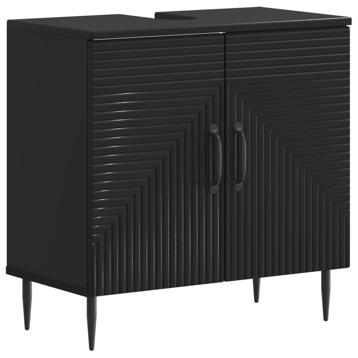 3 Piece Bathroom Cabinet Set HAARLEM Black Engineered Wood