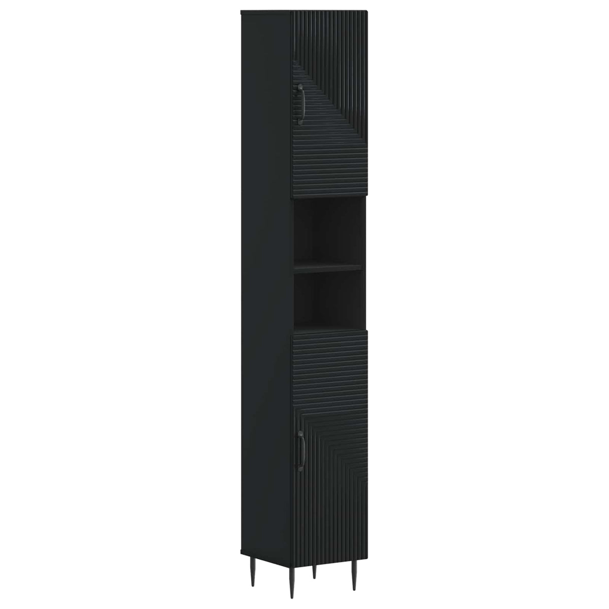 3 Piece Bathroom Cabinet Set HAARLEM Black Engineered Wood