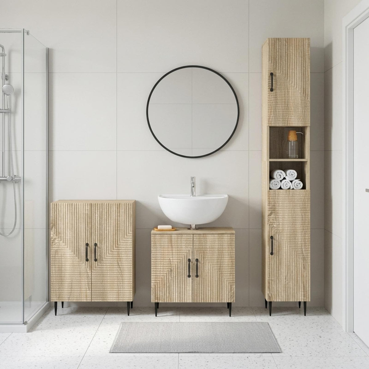 3 Piece Bathroom Cabinet Set HAARLEM Sonoma Oak Engineered Wood