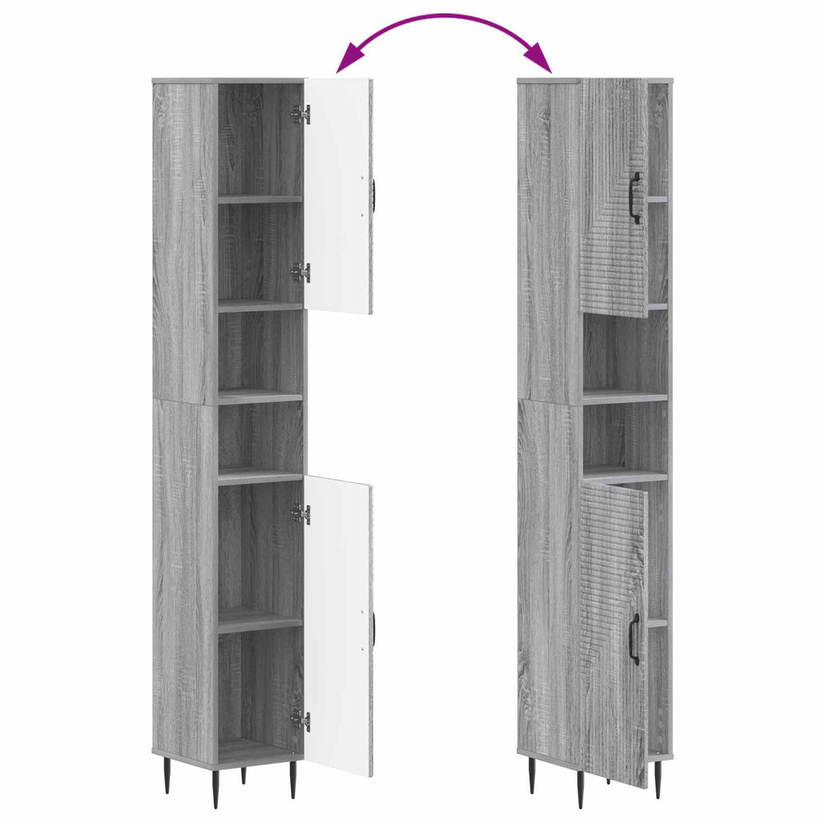 3 Piece Bathroom Cabinet Set HAARLEM Grey Sonoma