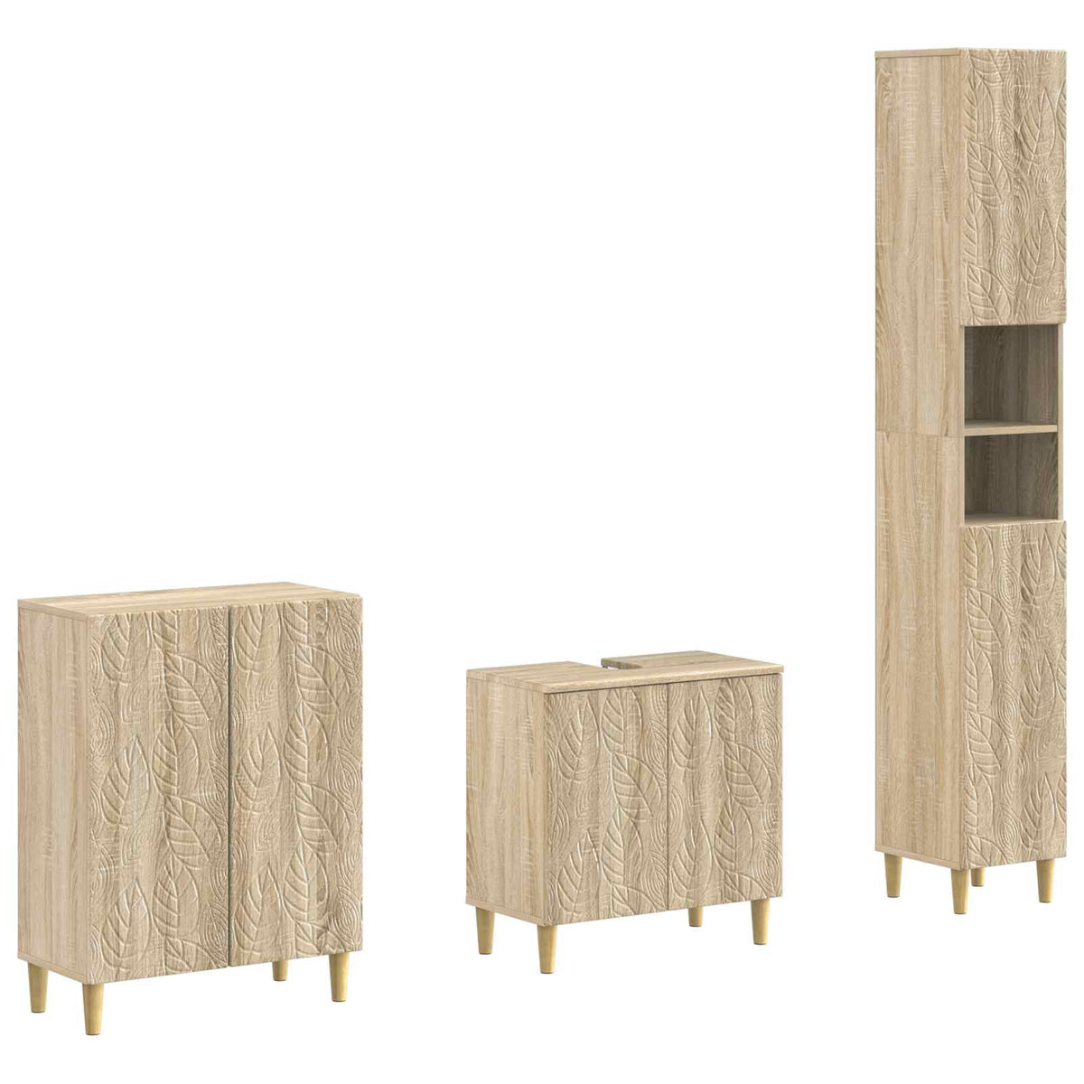 3 Piece Bathroom Cabinet Set DELFT Sonoma Oak Engineered Wood