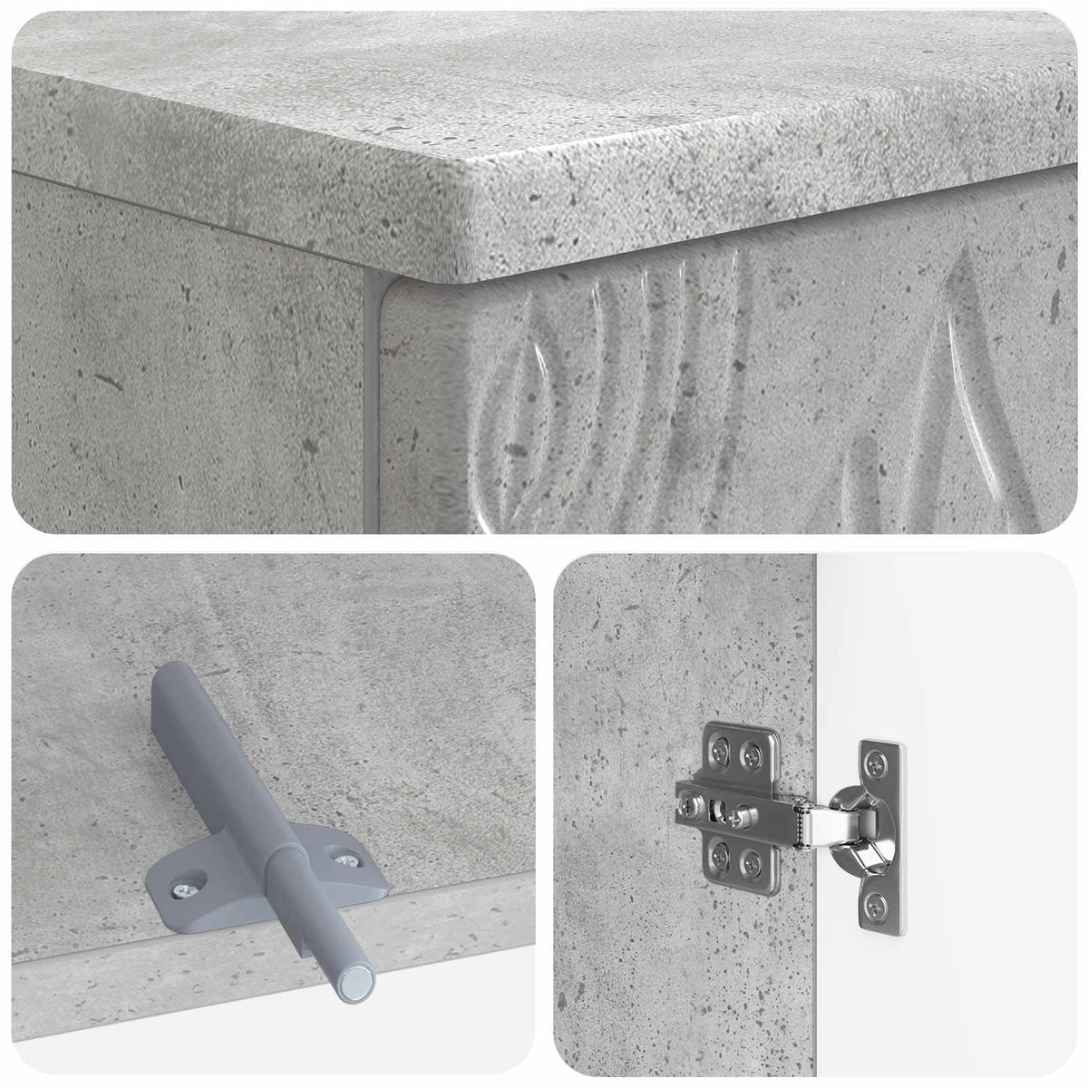 3 Piece Bathroom Cabinet Set DELFT Concrete Grey