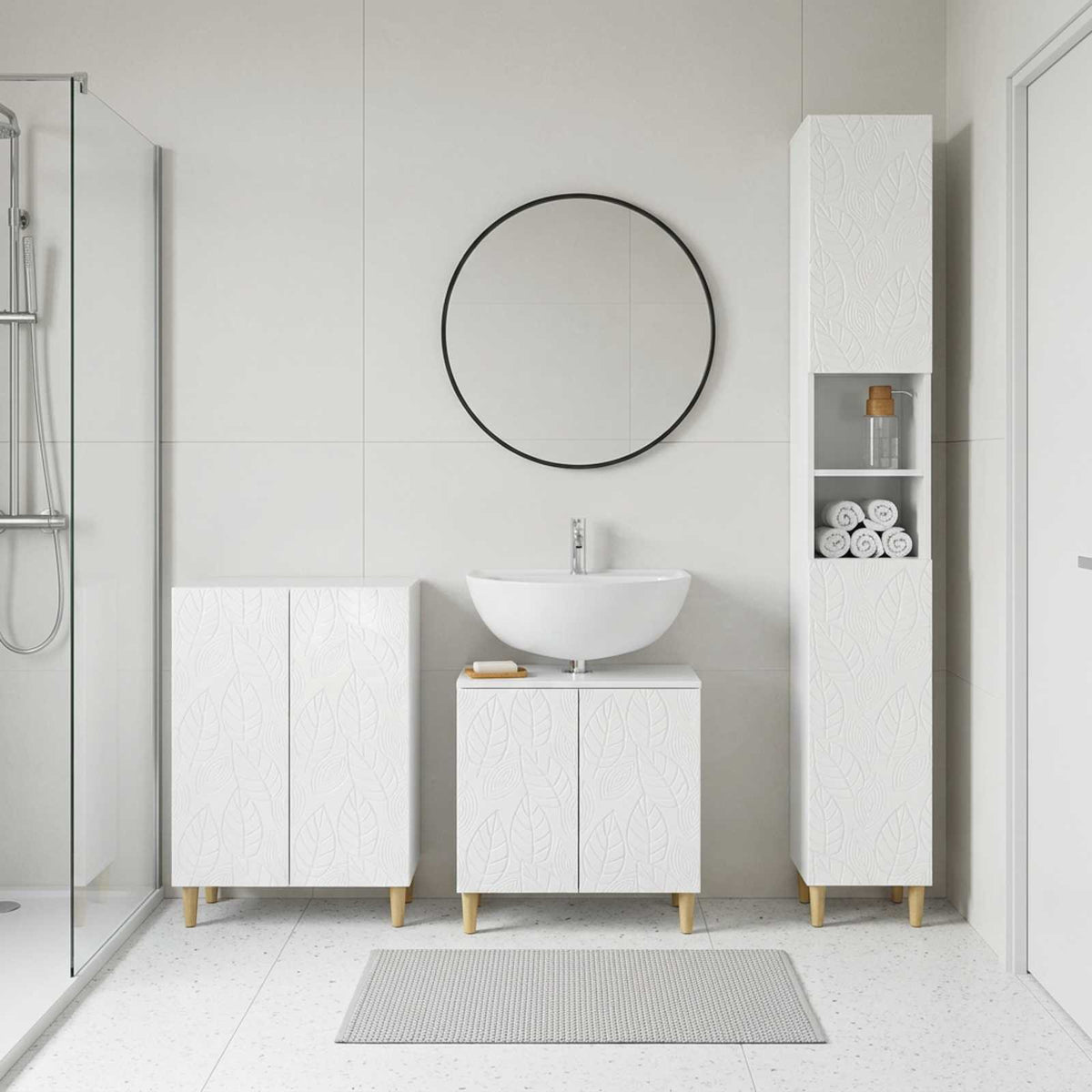 3 Piece Bathroom Cabinet Set DELFT High Gloss White