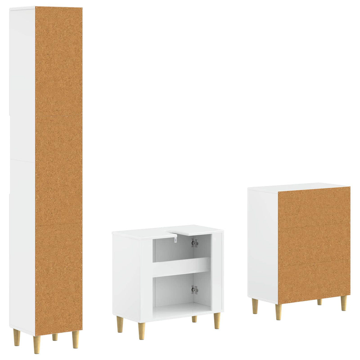 3 Piece Bathroom Cabinet Set DELFT High Gloss White