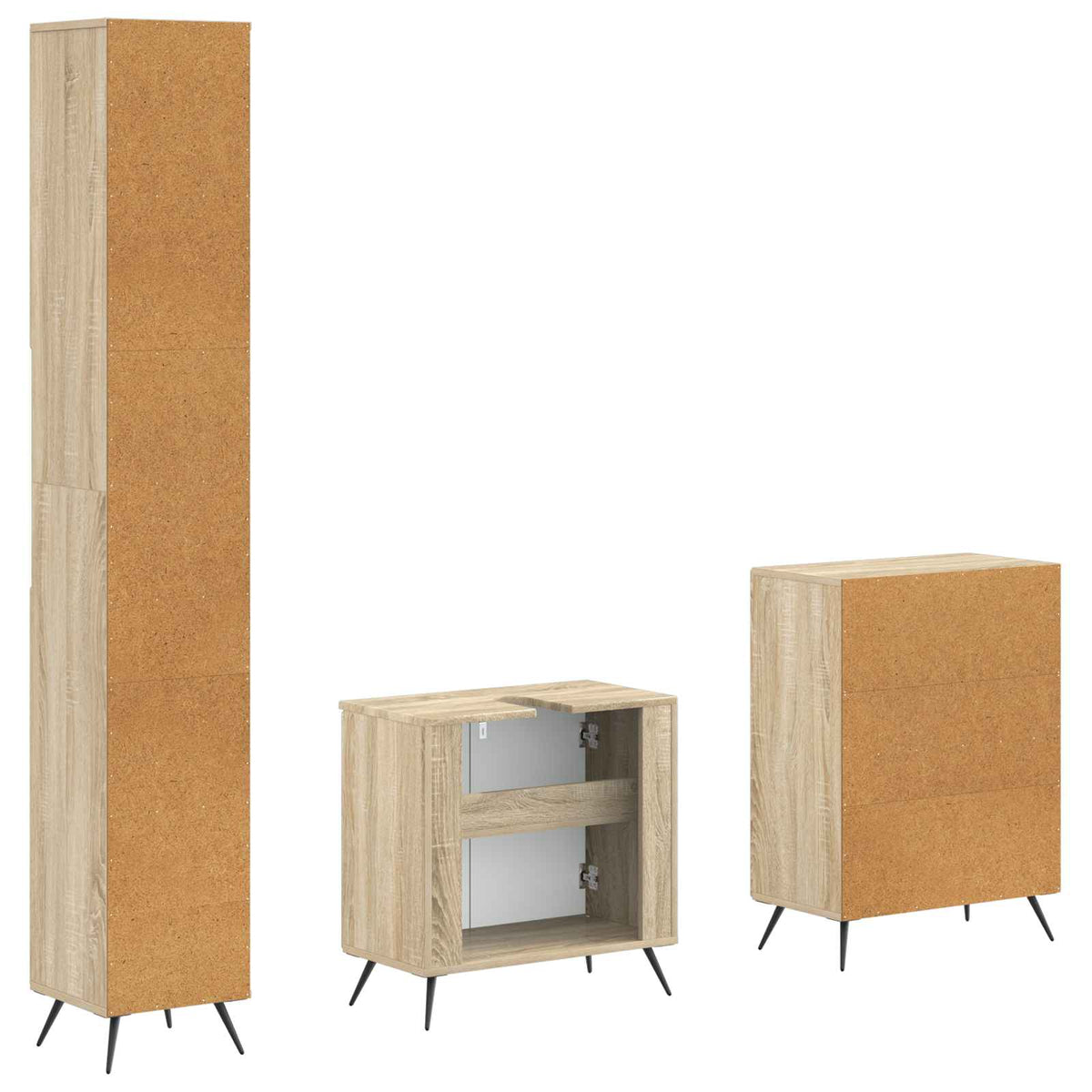 3 Piece Bathroom Cabinet Set BREDA Sonoma Oak Engineered Wood