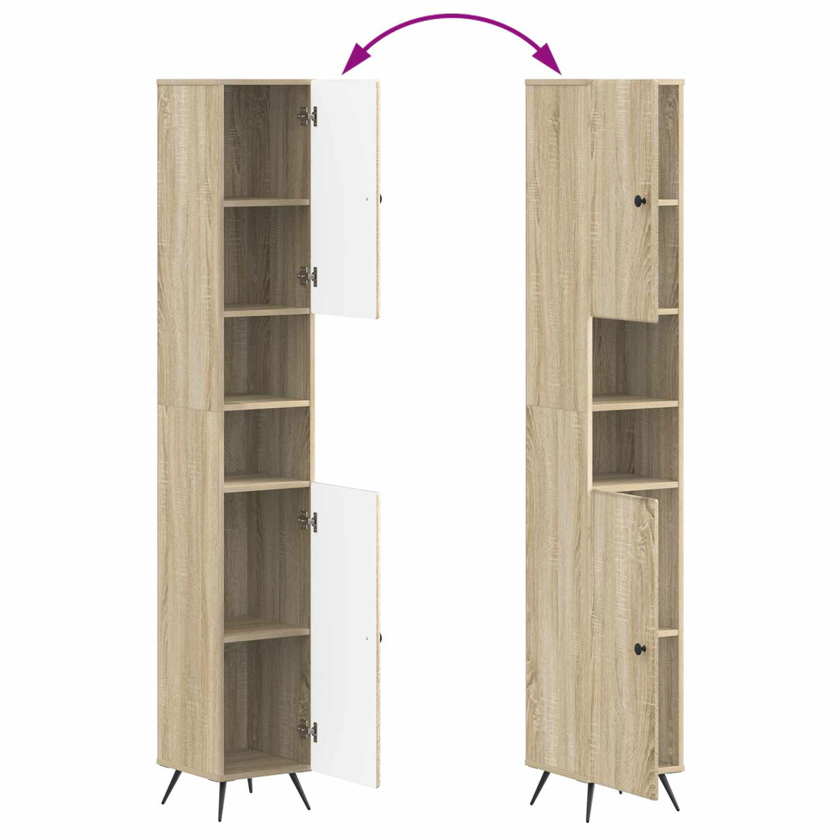 3 Piece Bathroom Cabinet Set BREDA Sonoma Oak Engineered Wood