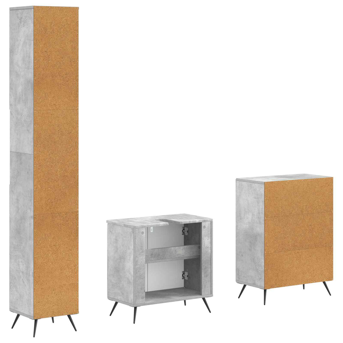 3 Piece Bathroom Cabinet Set BREDA Concrete Grey