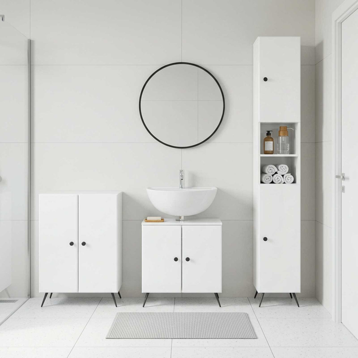 3 Piece Bathroom Cabinet Set BREDA High Gloss White