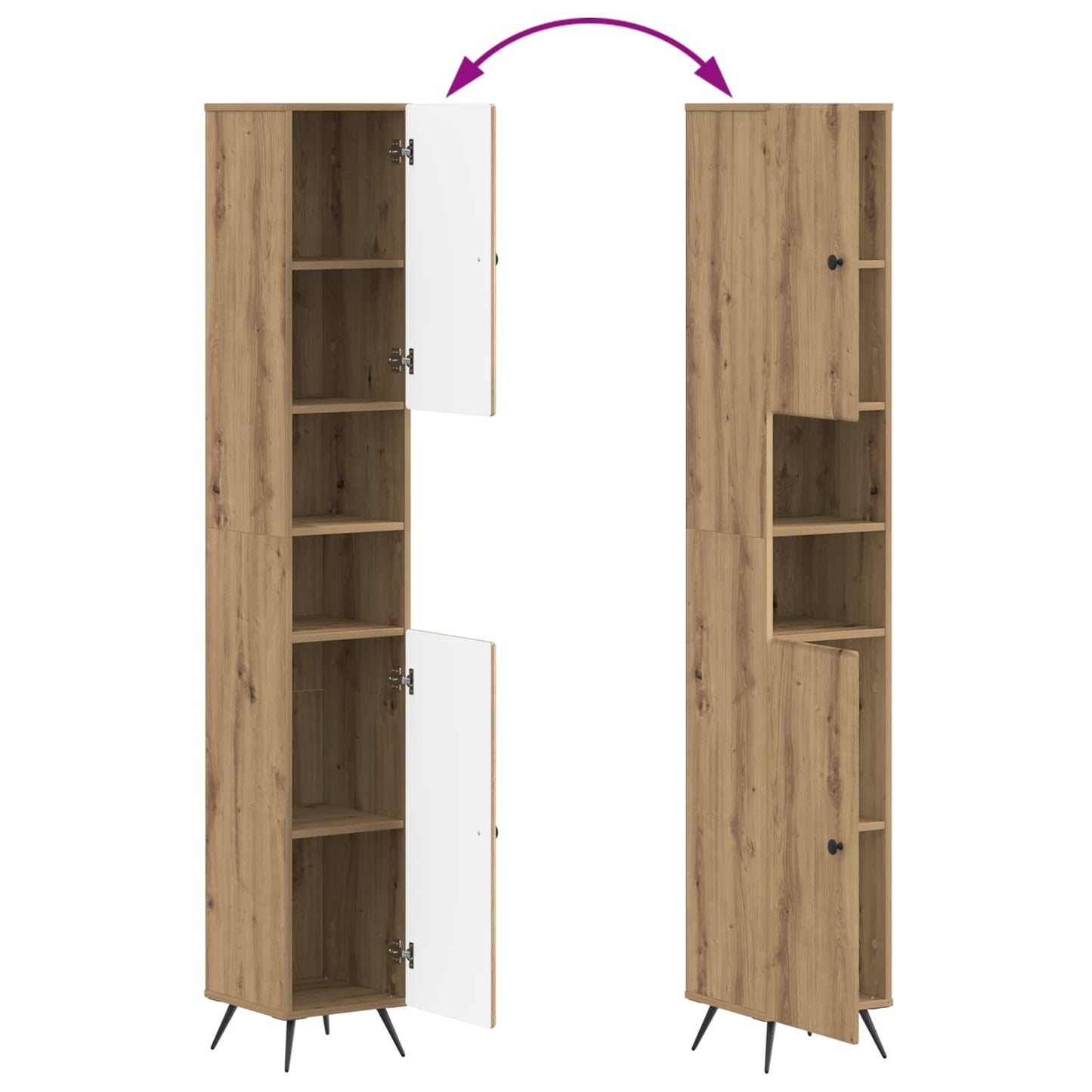 3 Piece Bathroom Cabinet Set BREDA Artisan Oak Engineered Wood