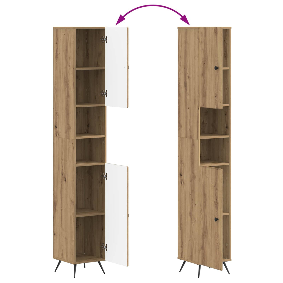 3 Piece Bathroom Cabinet Set BREDA Artisan Oak Engineered Wood
