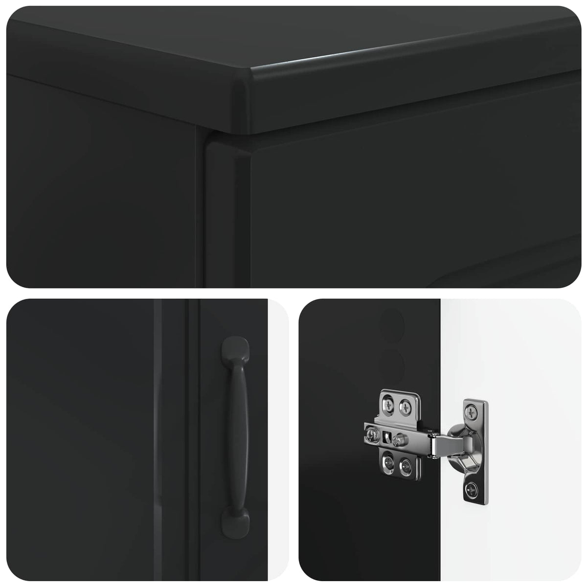 3 Piece Bathroom Cabinet Set UTRECHT Black Engineered Wood