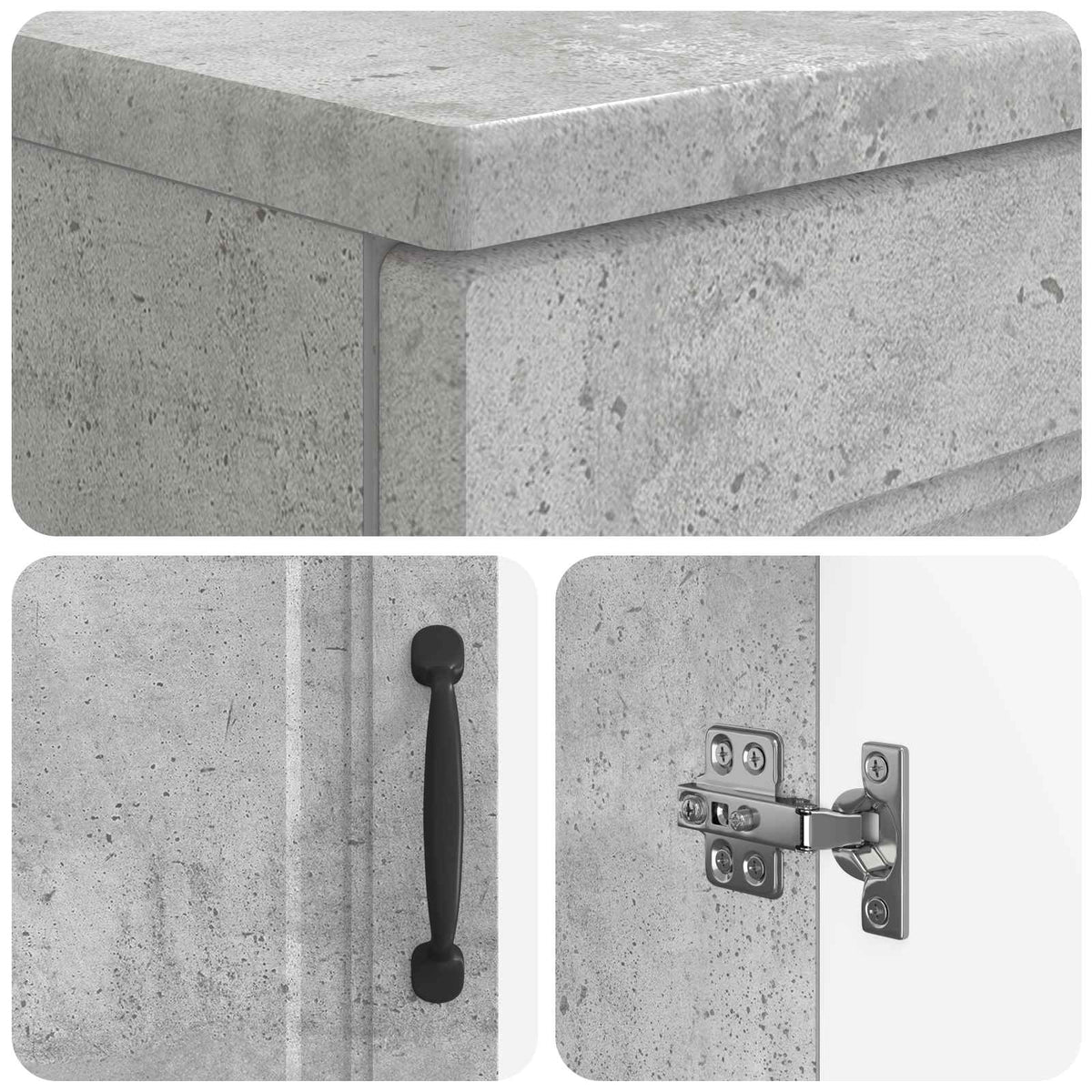 3 Piece Bathroom Cabinet Set UTRECHT Concrete Grey