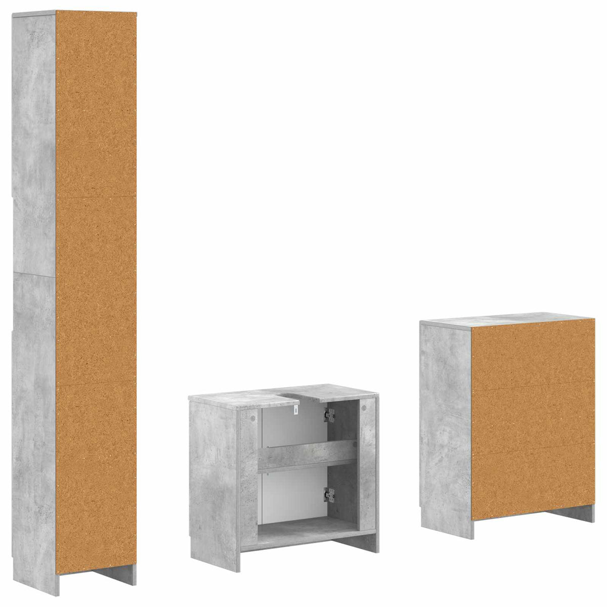 3 Piece Bathroom Cabinet Set UTRECHT Concrete Grey