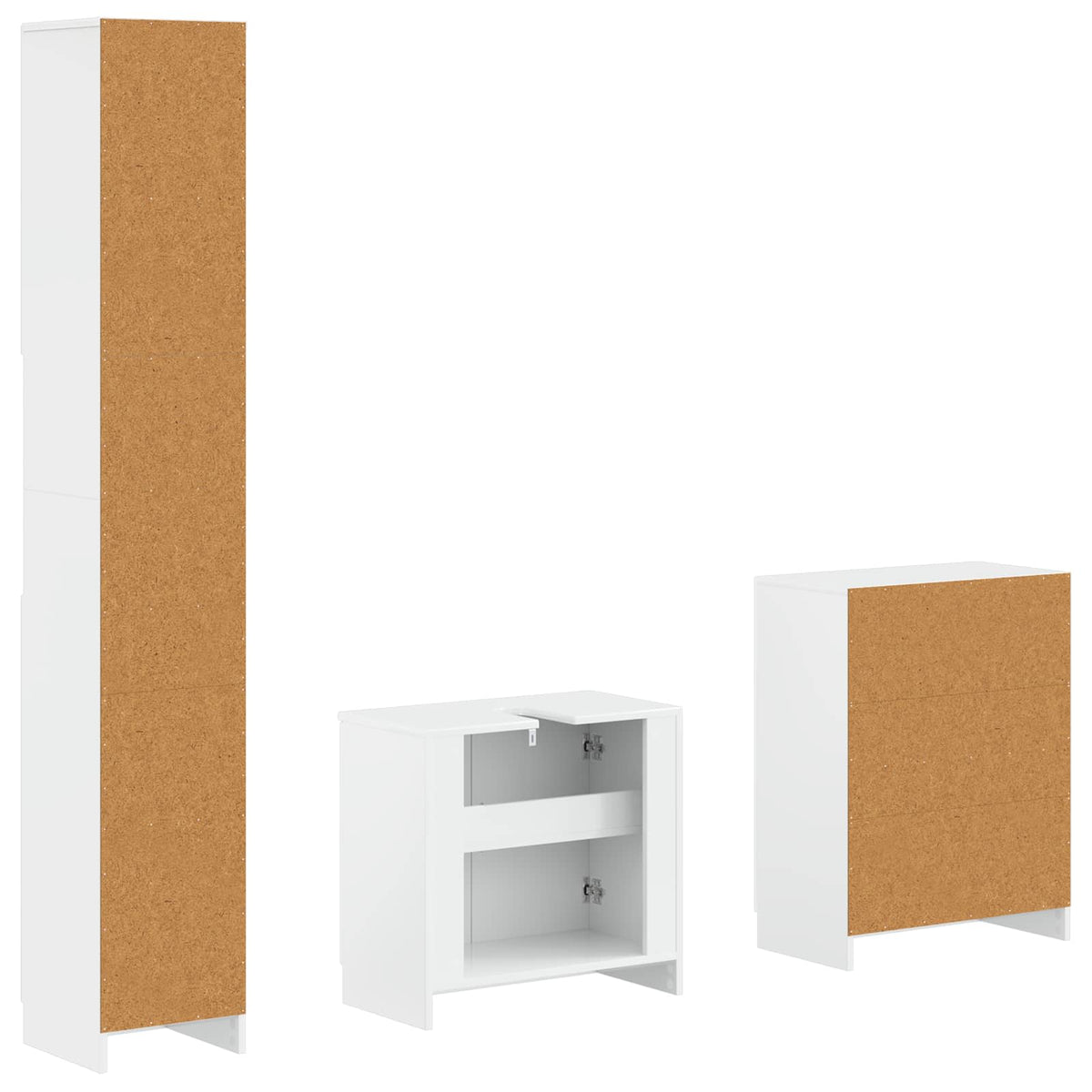 3 Piece Bathroom Cabinet Set UTRECHT High Gloss White