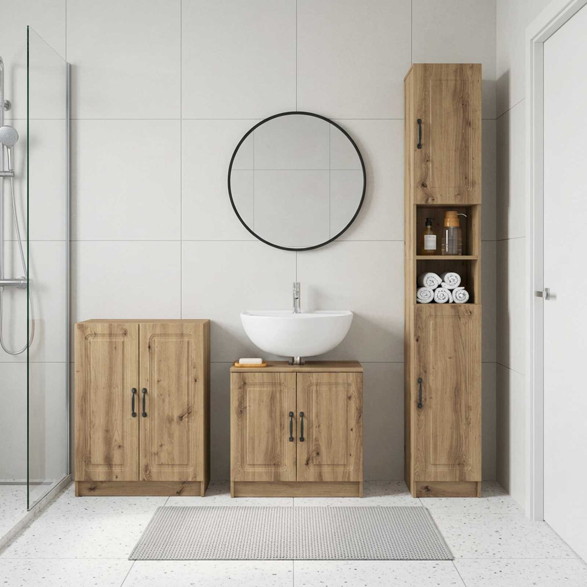 3 Piece Bathroom Cabinet Set UTRECHT Artisan Oak