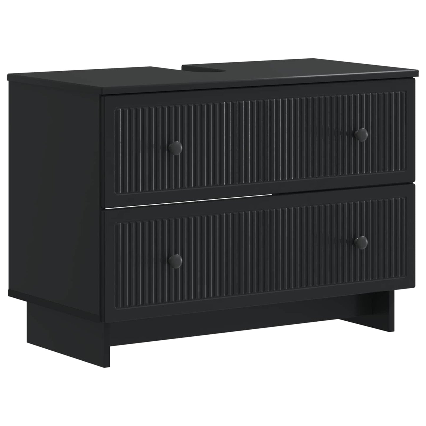 2 Piece Bathroom Cabinet Set EDE Black Engineered Wood
