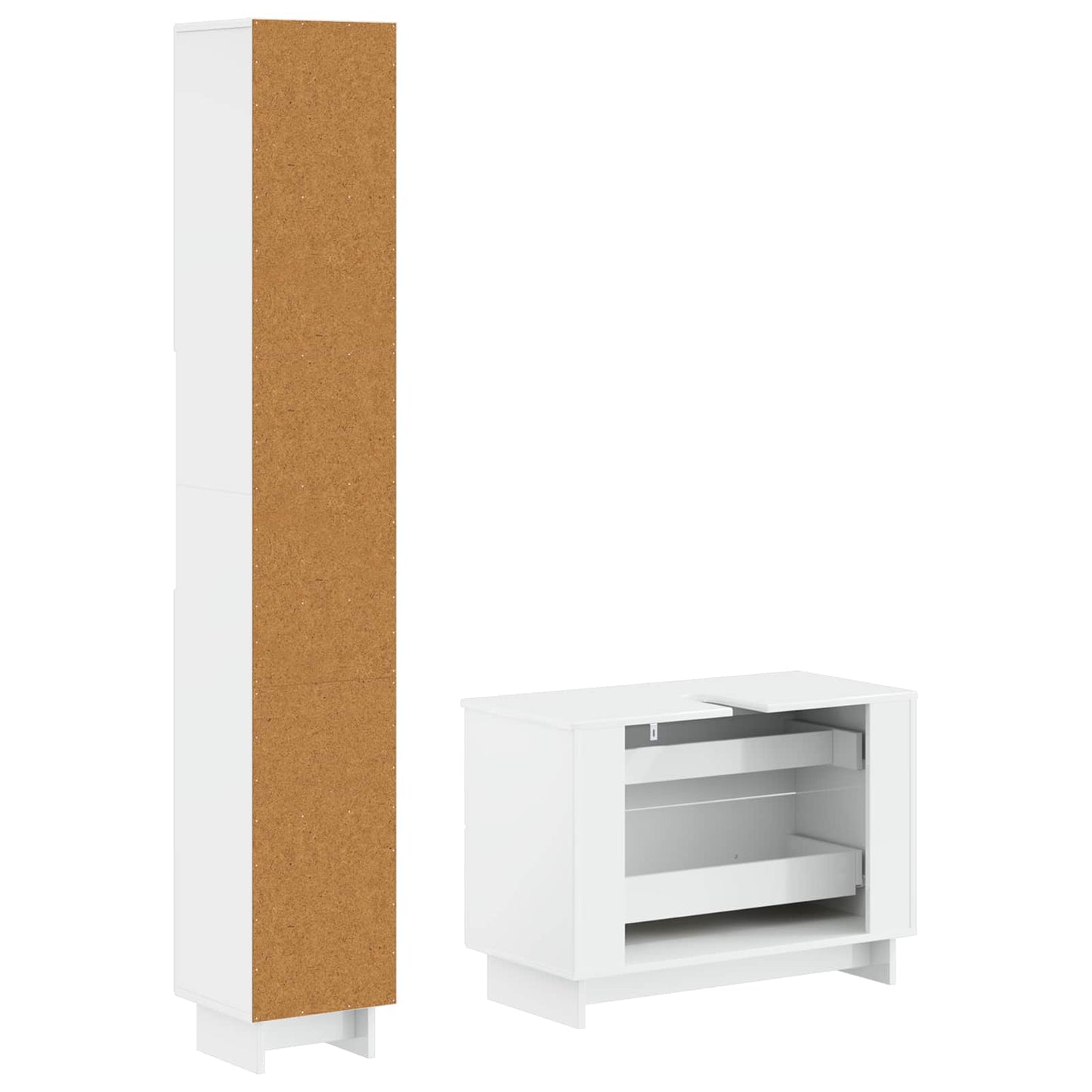 2 Piece Bathroom Cabinet Set EDE High Gloss White