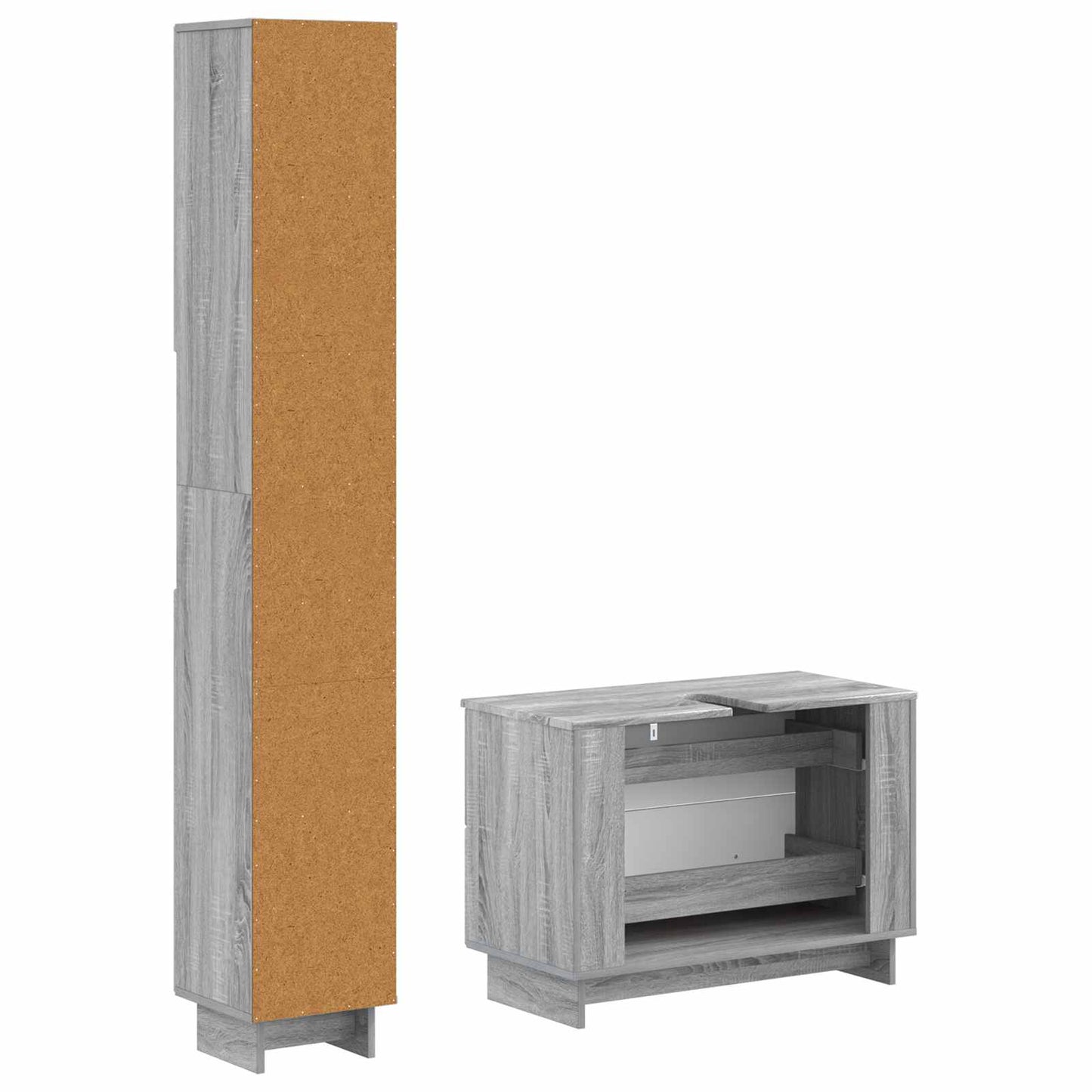 2 Piece Bathroom Cabinet Set EDE Grey Sonoma Engineered Wood