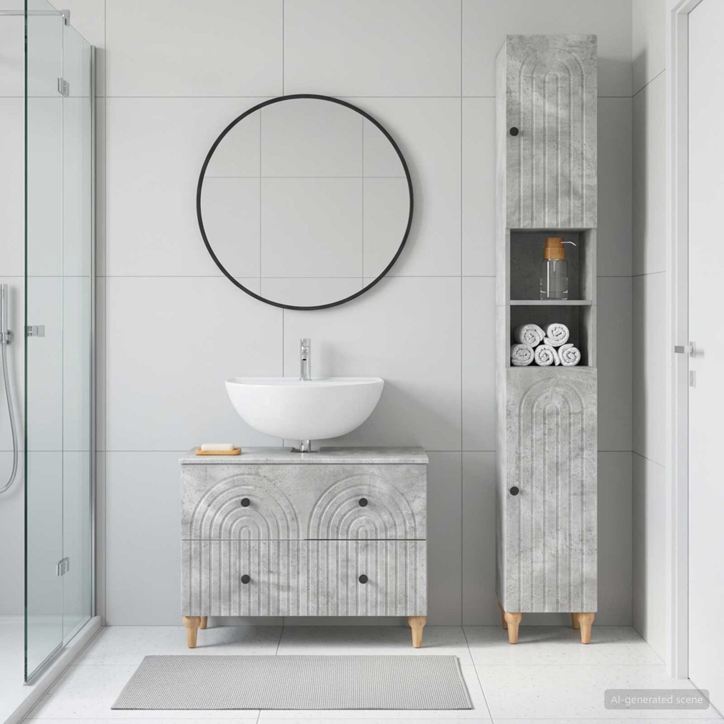 2 Piece Bathroom Cabinet Set ALKMAAR Concrete Grey