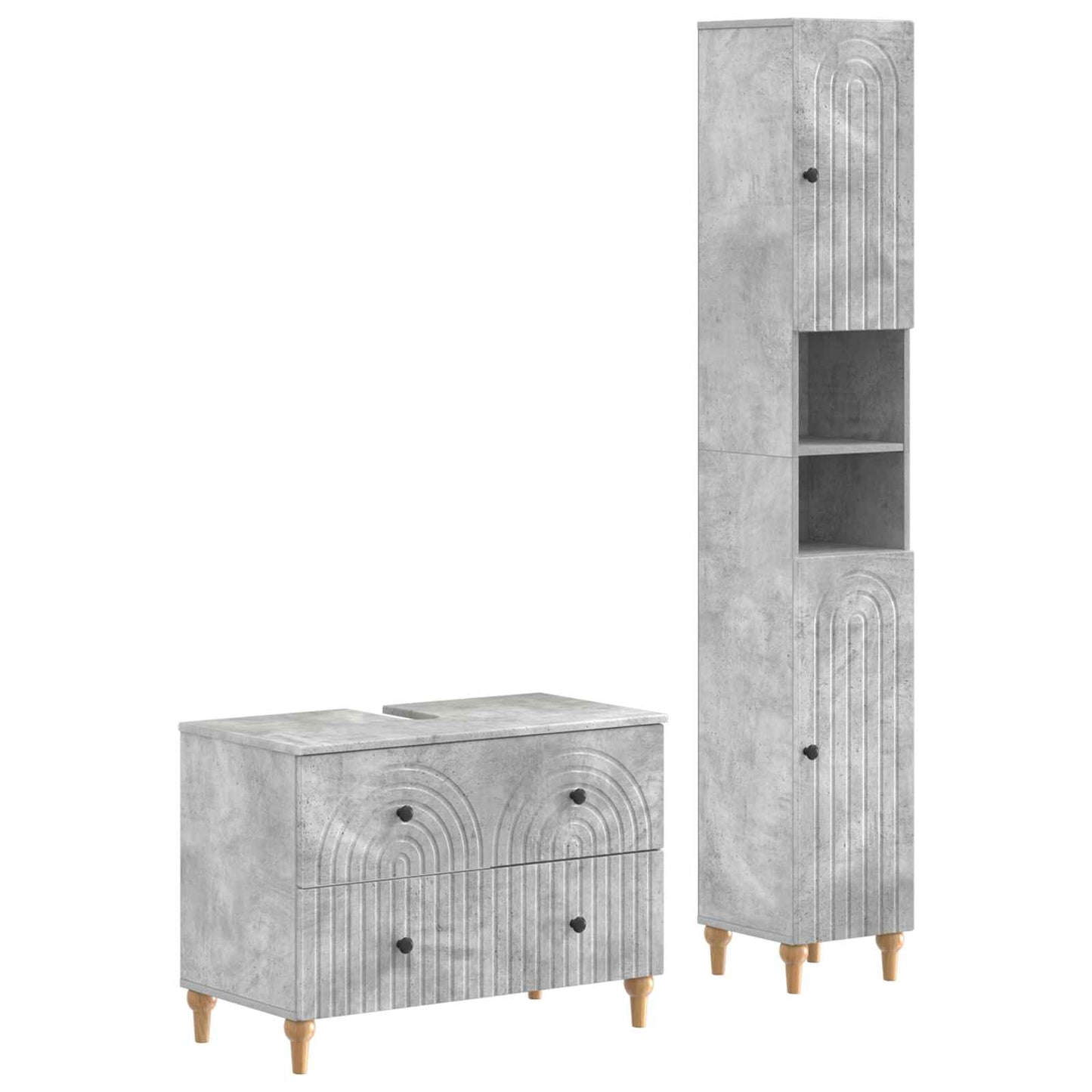 2 Piece Bathroom Cabinet Set ALKMAAR Concrete Grey