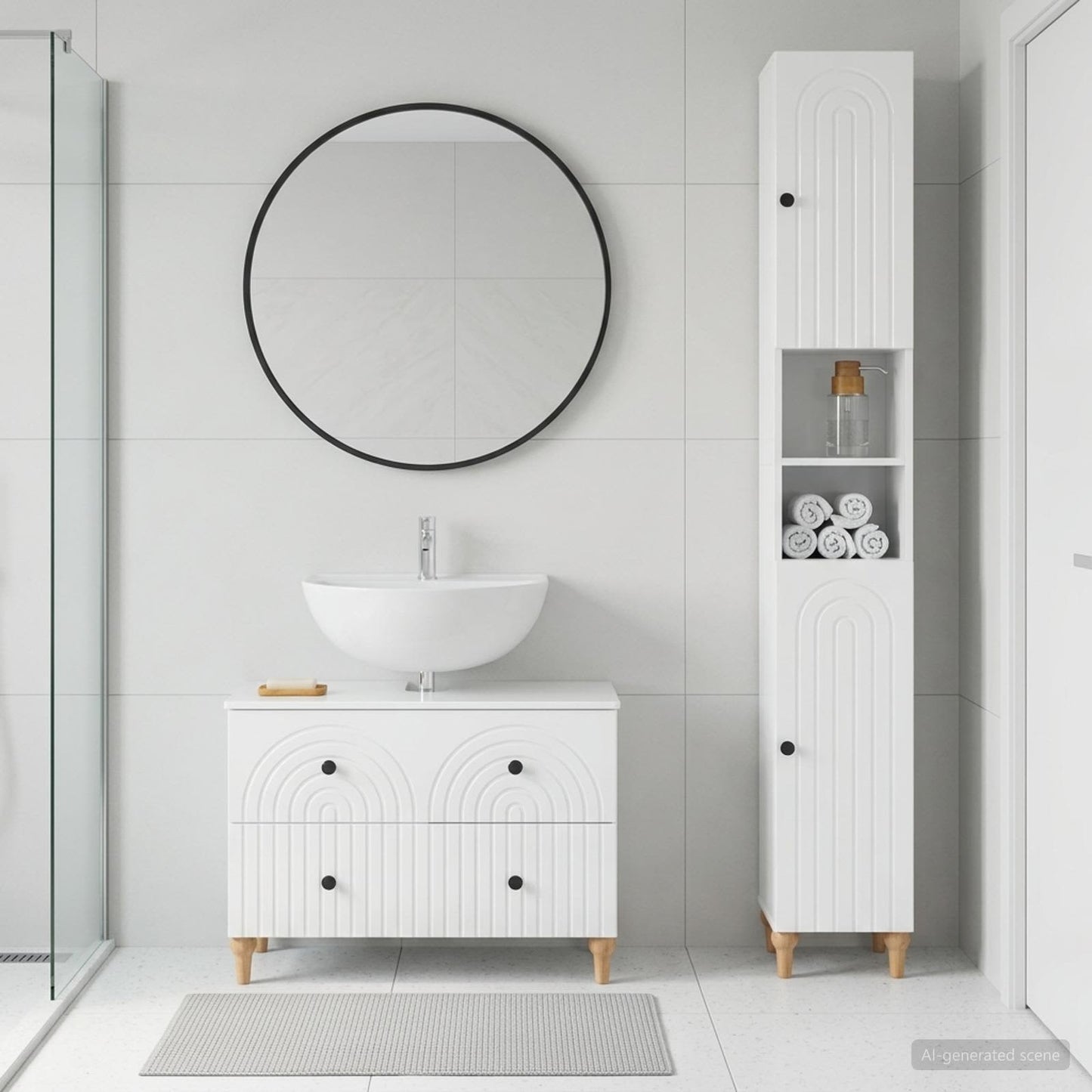 2 Piece Bathroom Cabinet Set ALKMAAR High Gloss White