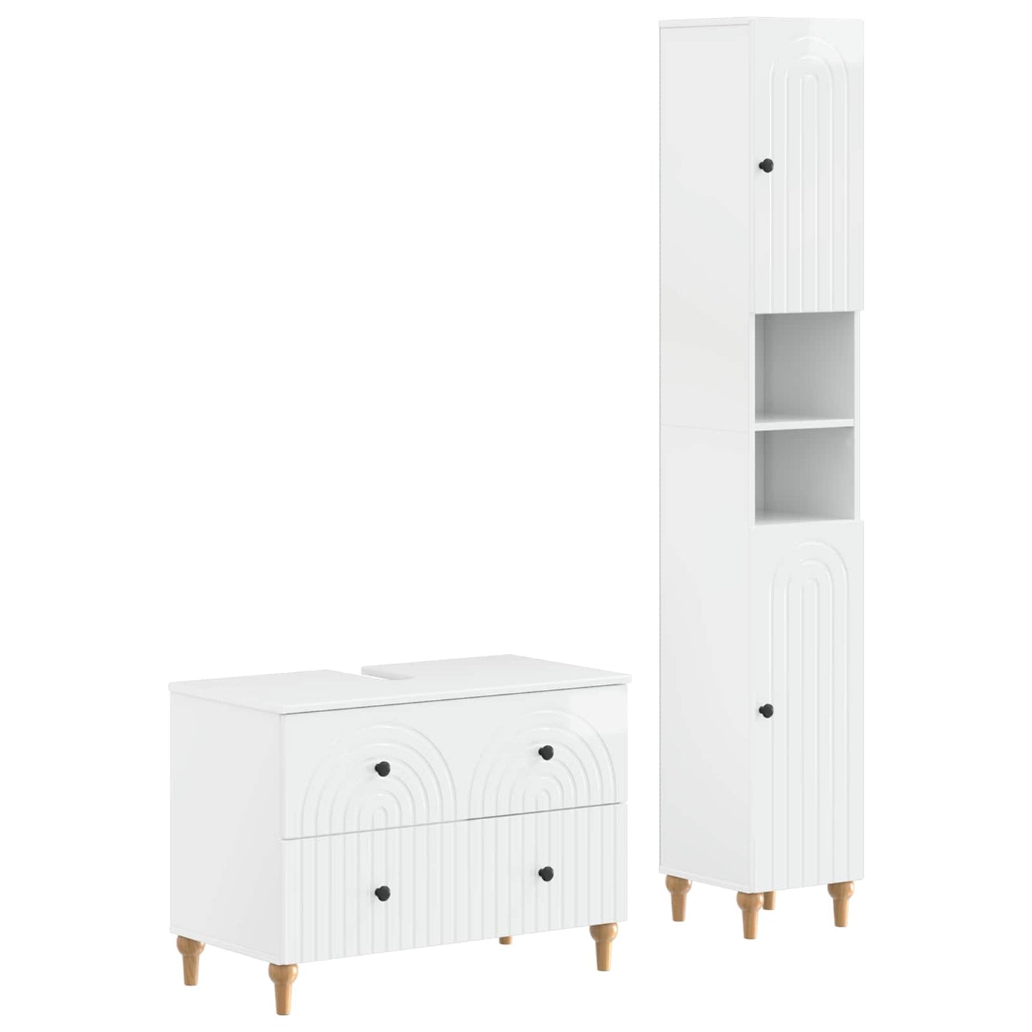 2 Piece Bathroom Cabinet Set ALKMAAR High Gloss White