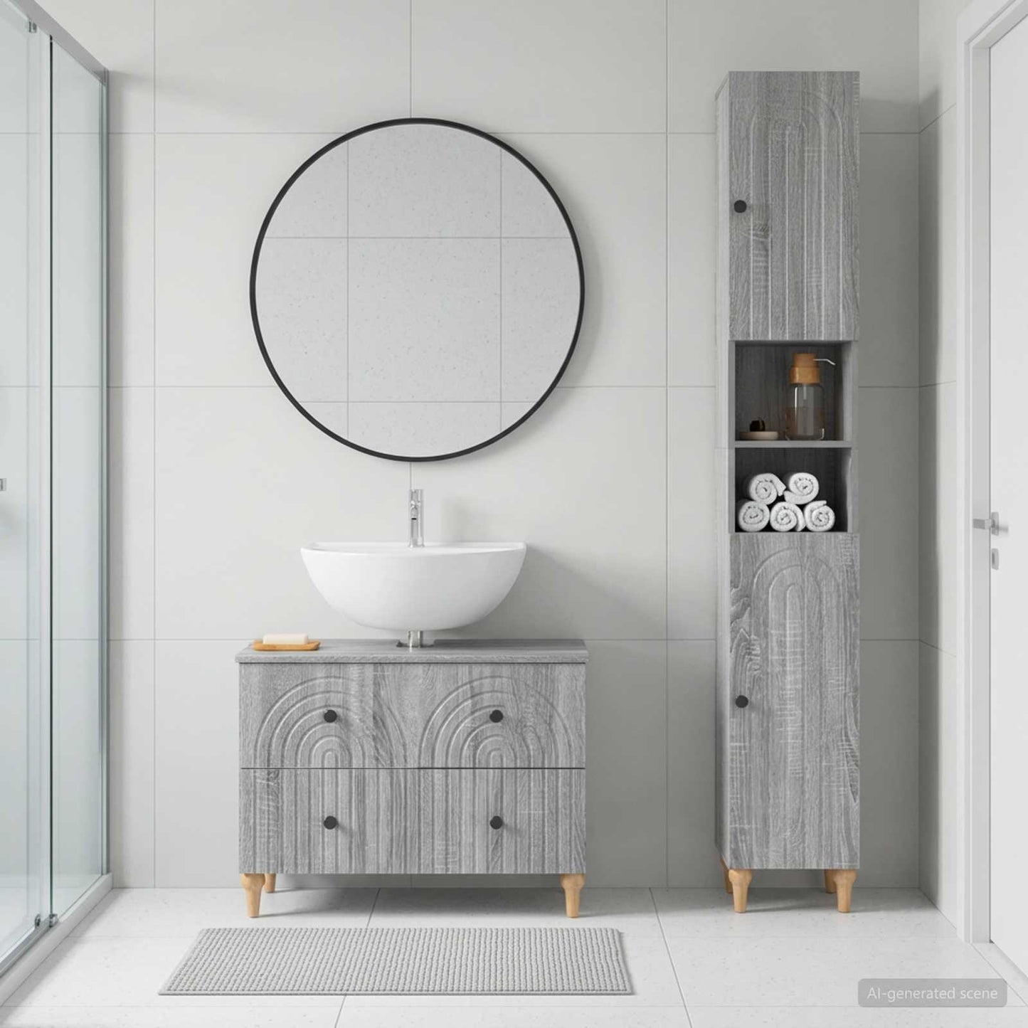 2 Piece Bathroom Cabinet Set ALKMAAR Grey Sonoma