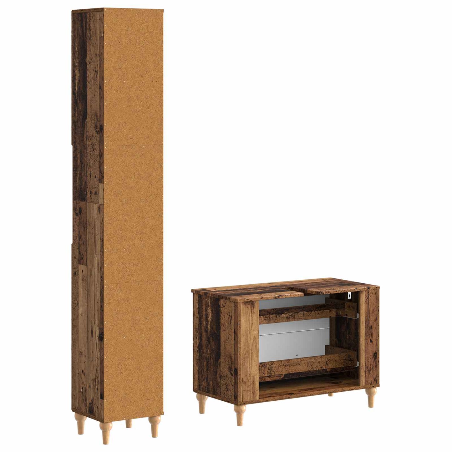2 Piece Bathroom Cabinet Set ALKMAAR Old Wood Engineered Wood