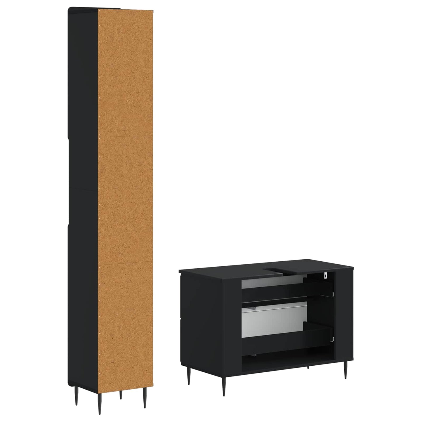 2 Piece Bathroom Cabinet Set ZWOLLE Black Engineered Wood