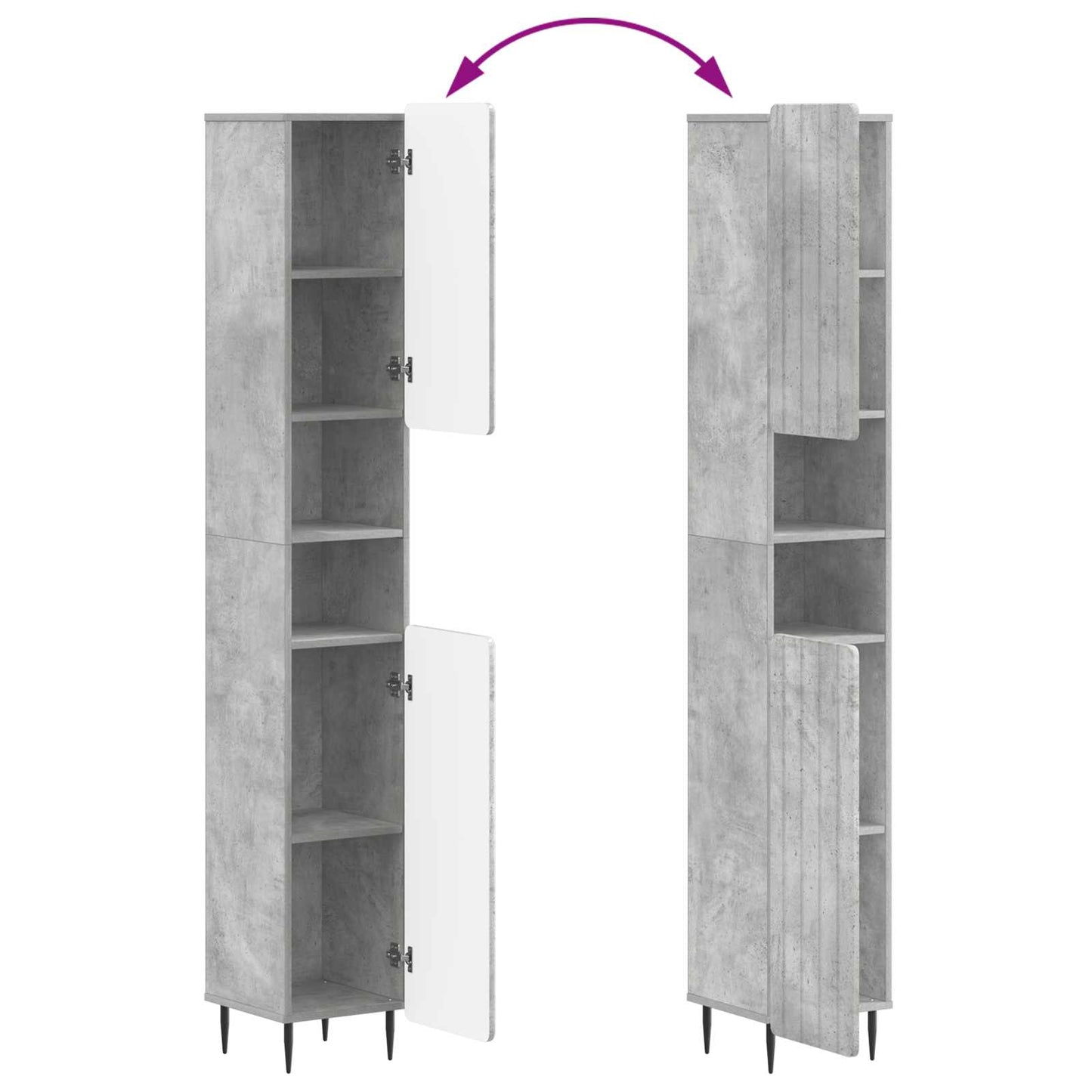 2 Piece Bathroom Cabinet Set ZWOLLE Concrete Grey