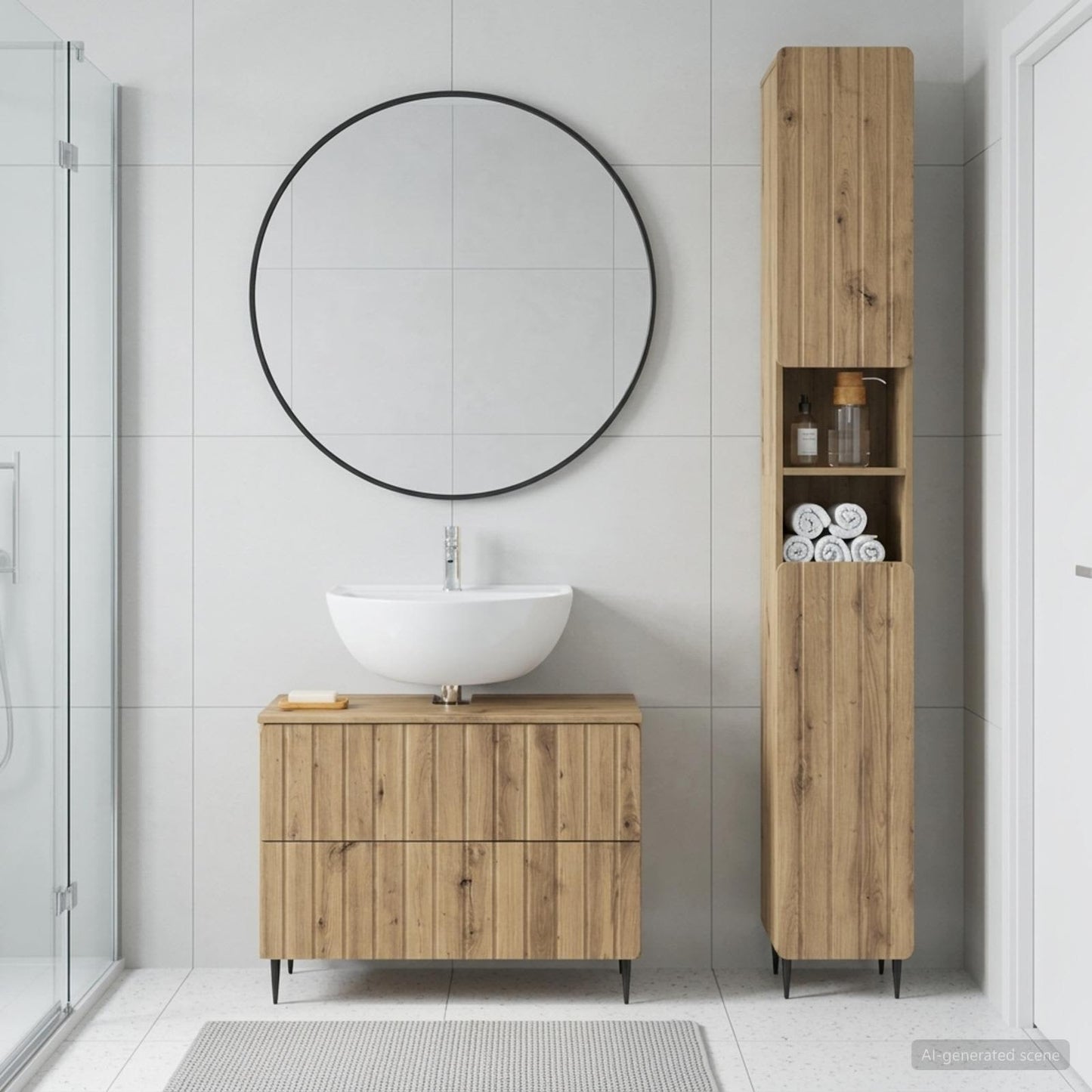 2 Piece Bathroom Cabinet Set ZWOLLE Artisan Oak Engineered Wood
