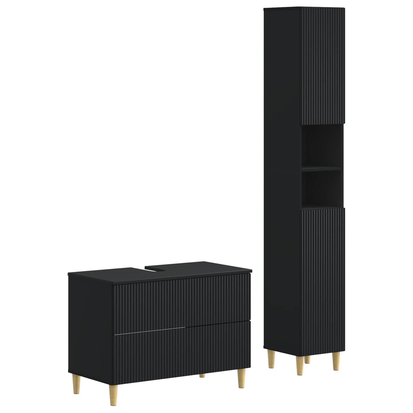 2 Piece Bathroom Cabinet Set ARNHEM Black Engineered Wood