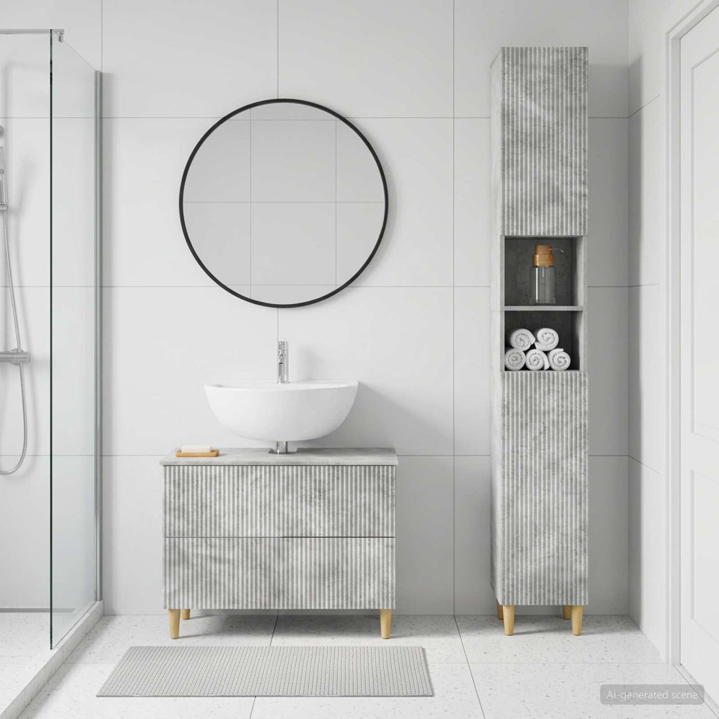 2 Piece Bathroom Cabinet Set ARNHEM Concrete Grey