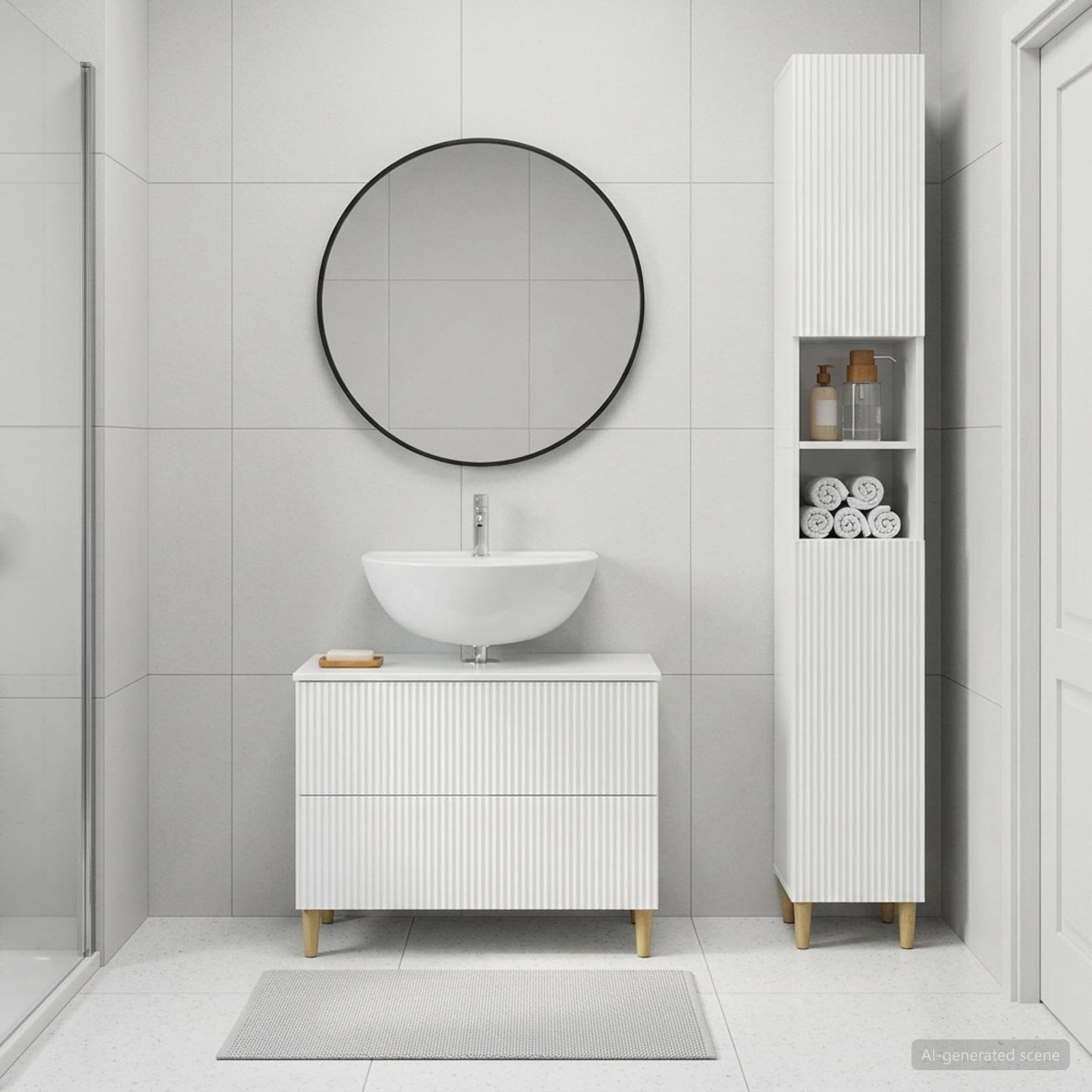 2 Piece Bathroom Cabinet Set ARNHEM High Gloss White