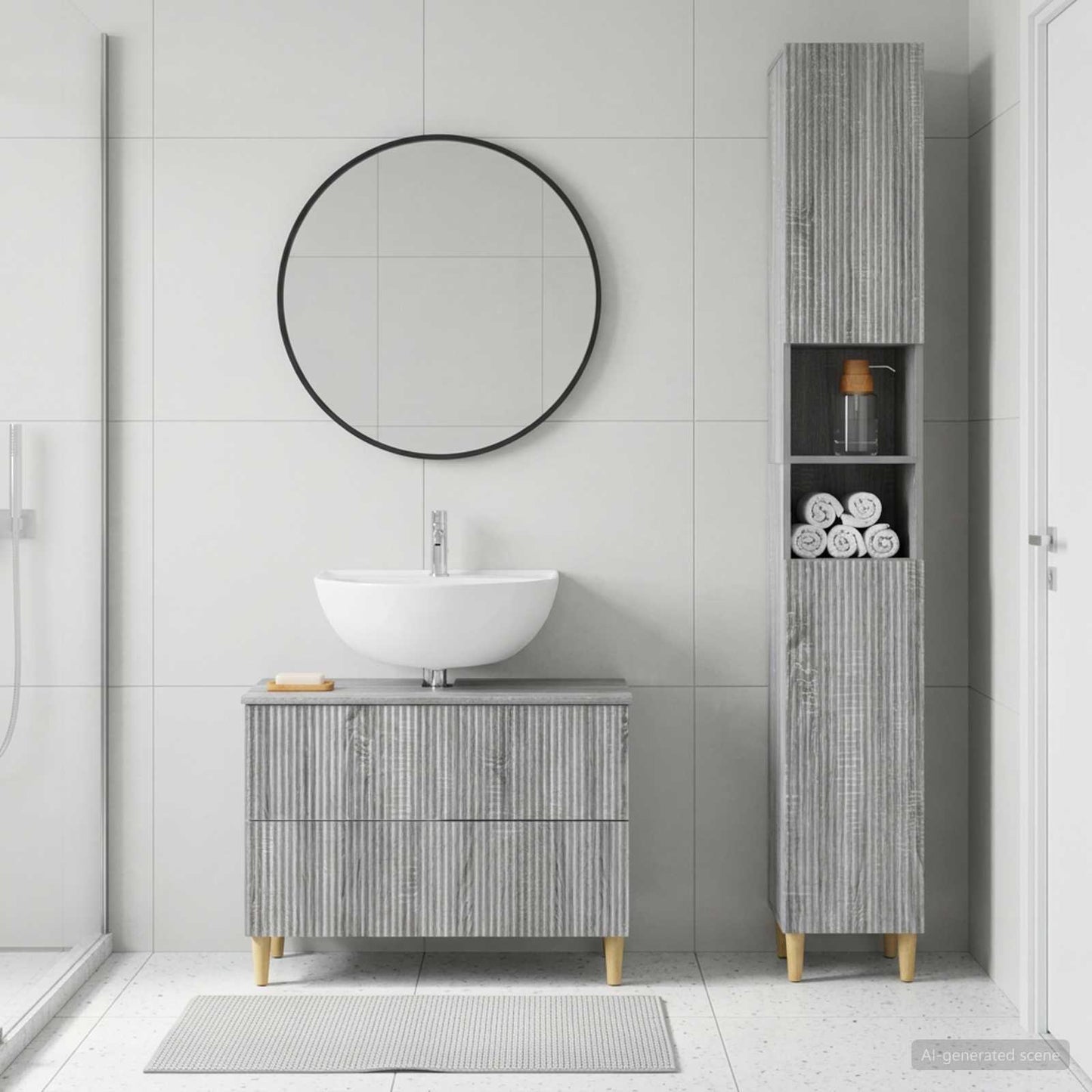 2 Piece Bathroom Cabinet Set ARNHEM Grey Sonoma Engineered Wood