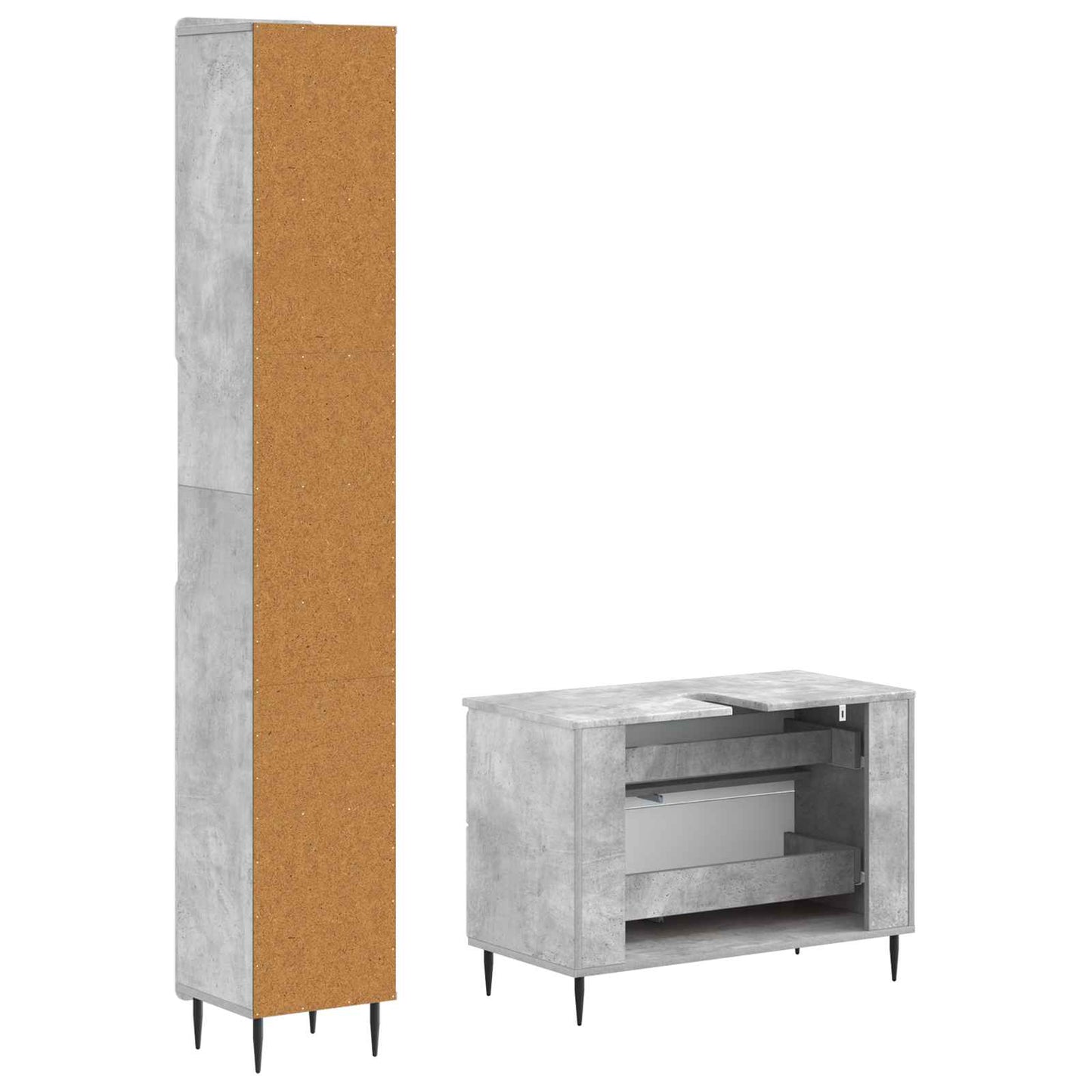 2 Piece Bathroom Cabinet Set HAARLEM Concrete Grey